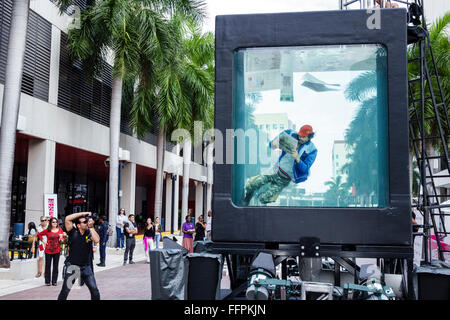 Florida South,Miami,Miami Dade College,Holoscenes,art installation,tank,adult,adults,man men male,water,survival,campus,FL151207015 Stock Photo