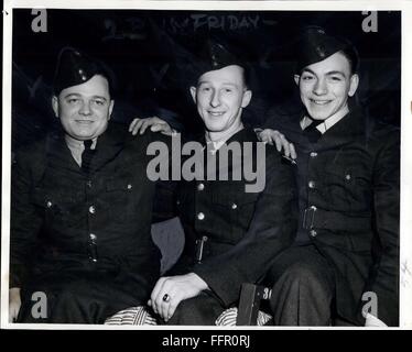 1966 - Three boys from Chicago, III. are now in training in the Royal Canadian Air Force. They are stationed at No. 1 Manning Depot, Toronto. Left to Right: Bart Meeks was a hotel employee before the R.C.A.F. enlisted hims as aircrew, he will soon emerge as pilot, observer or air gunner. Harold VerHelen was pilot for Barton's Air Circus, stunting and chute jumping. He is now training with the Royal Canadian Air Force. J. Basovaky was a radio engineer before he became a Wireless Electrical Mechanic in the Royal Canadian Air Force. © Keystone Pictures USA/ZUMAPRESS.com/Alamy Live News Stock Photo