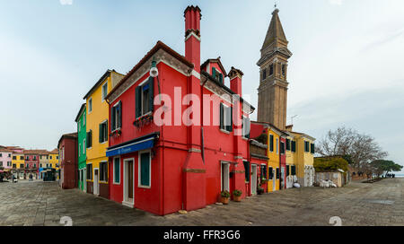 Colorful houses, Burano, Venice, Veneto, Italy Stock Photo