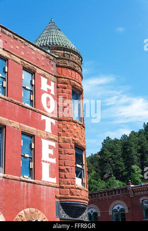 View of historic hotel in the old west town of Deadwood, South Dakota Stock Photo
