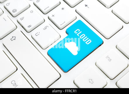 Cloud computing technology concept. Enter key on white keyboard Stock Photo