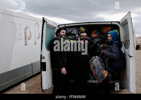 Migrants on Chios Island -  03/01/2016  -  Greece / Cyclades (the) / Chios island  -  Dancers and actors from Winter-rise festiv Stock Photo