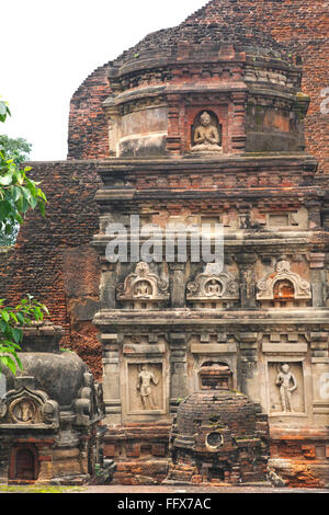 Statues of Buddha and remains of ancient Nalanda university , Bihar , India Stock Photo