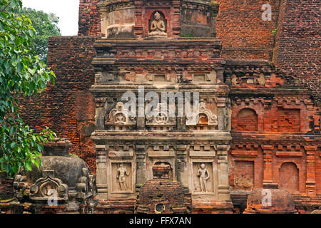 Statues of Buddha and remains of ancient Nalanda university , Bihar , India Stock Photo