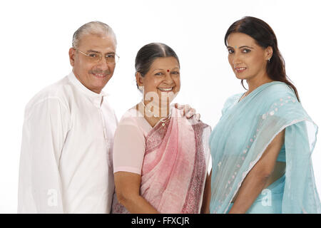 Young woman with old parent looking at camera MR#703P,703Q,703S Stock Photo