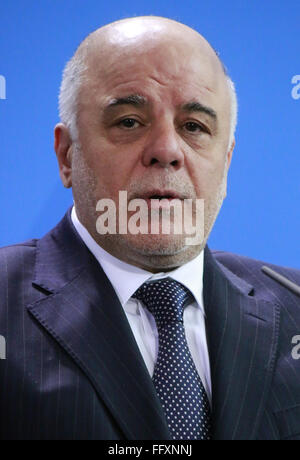 FEBRUARY 5, 2015 - BERLIN: the new Iraqui Prime Minister Haider al Abadi after a meeting with the German Chancellor in the Chanc Stock Photo
