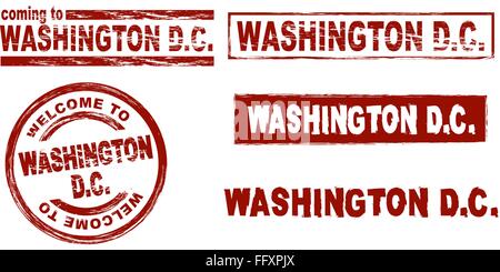 Set of stylized ink stamps showing the  city of Washington Stock Vector