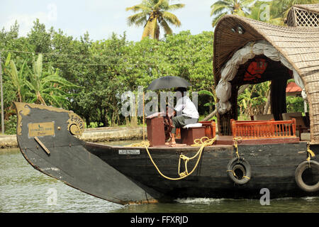 House boat at punnamada lake ; Alleppey ; Alappuzha ; Kerala ; India Stock Photo