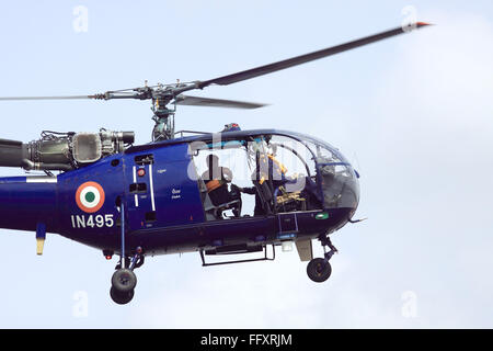 A indian navy chetak helicopter at punnamada lake ; Alleppey ; Alappuzha ; Kerala ; India Stock Photo