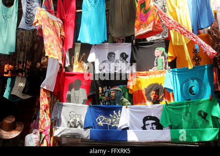 Clothes being sold at little vagator beach ; Goa ; India Stock Photo