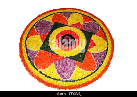 Pukalam flower arrangement, pookalam, onam festival, Cochin, Kochi, Kerala, India Stock Photo