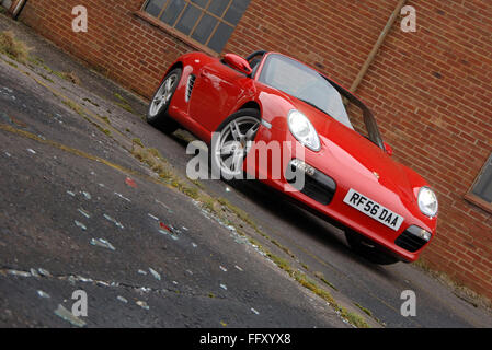 Red 2007 Porsche Boxster convertible German sports car Stock Photo