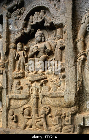 Sculptures of Buddha in Karla caves in 2nd century B.C. , Lonavala , Maharashtra , India Stock Photo