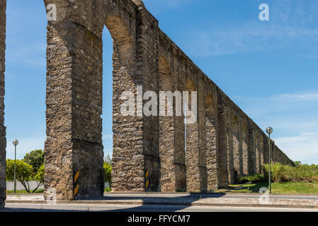 Ancient Roman aqueduct located in Evora, Portugal. Stock Photo