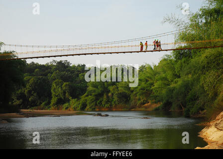 Hanging bridge on tunga river in Hariharapura is shimoga Karnataka India Asia Stock Photo