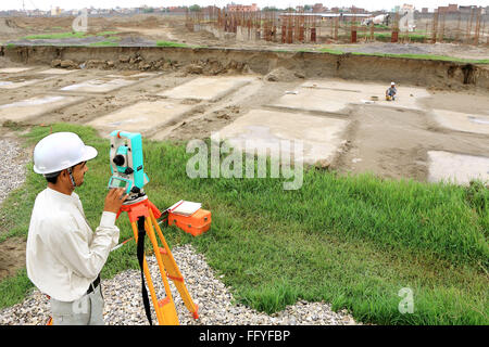 Engineer at construction site ; Delhi  ; India Stock Photo