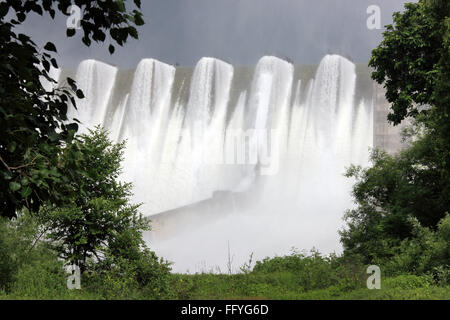 Narmada river dam in kevadia colony ; Gujarat ; India Stock Photo