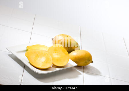 mangoes and mango slice Stock Photo