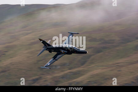 RAF hawks from raf valley flying the Mach loop in wales. Stock Photo