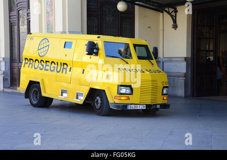 security delivery  outside “Estacio del Nord” North Station, Valencia Spain Stock Photo