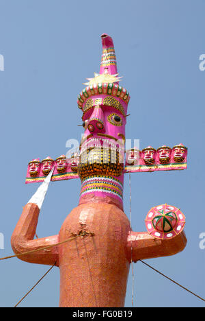 Ravan ten headed demon king of Lanka during Dasera Dussera Dusera ; Shivaji park ; Dadar ; Bombay Mumbai ; Maharashtra Stock Photo