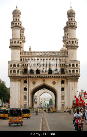 Charminar four minarets monument mosque Hyderabad Andhra Pradesh Telangana India Asia Stock Photo