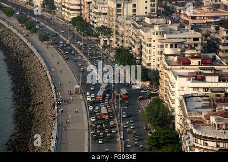 Aerial view of Marine Drive Queen's Necklace , Bombay Mumbai , Maharashtra , India Stock Photo