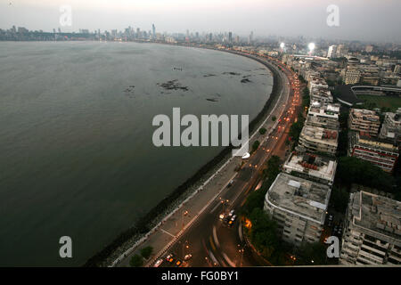 An aerial view of the Marine Drive and Wankhede stadium at night , Bombay now Mumbai , Maharashtra , India Stock Photo