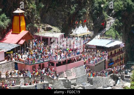 The Yamunotri temple, a Hindu pilgrim situated in the western region of Garhwal Himalayas in Uttarkashi District india Stock Photo