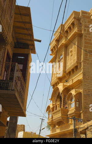 Jain temple in Jaisalmer fort ; Rajasthan ; India Stock Photo
