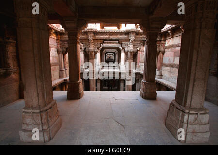Adalaj step well or vav built in 1499 AD by Queen Radhabai of Ahmedabad ; Gujarat ; India Stock Photo