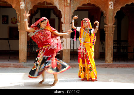 Rajasthani woman performing ghoomer dance in haveli ; Rajasthan ; India ...