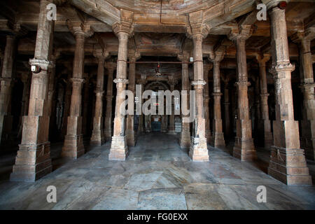 Inside jama masjid in 1423 AD ; Ahmedabad ; Gujarat ; India Stock Photo