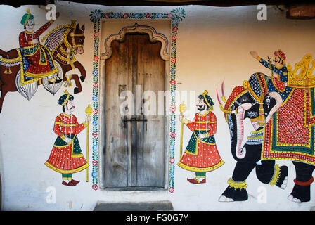 Door and wall painting Udaipur Rajasthan India Stock Photo - Alamy