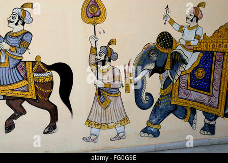 Rajasthani wall painting India Stock Photo - Alamy