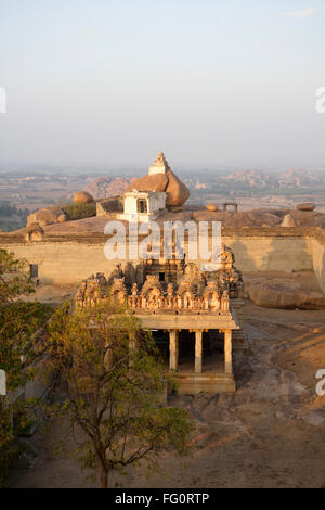 Raghunatha Temple , Malyavanta Hill , Hampi , Vijayanagara , UNESCO World Heritage Site , Bellary , Karnataka , India Stock Photo