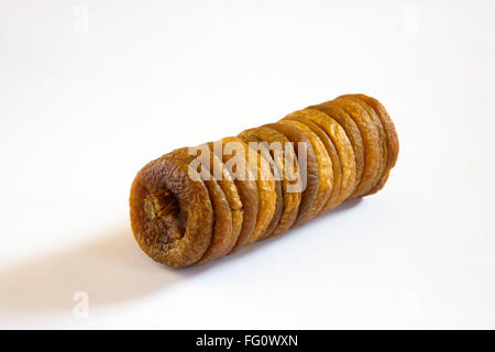 Dry Fruits , Anjir Fig arrange in row on white background Stock Photo