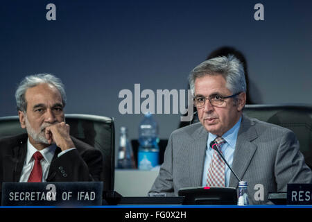 Rome, Italy. 17th Feb, 2016. Secretary of IFAD Rasit Pertev delivers his speech during the IFAD (International Fund For Agricultural Development) Annual Governing Council at Rome's IFAD headquarters, Italy. The International Fund for Agricultural Development (IFAD) is a specialized agency of the United Nations dedicated to eradicating rural poverty in developing countries. It was established as an international financial institution in 1977 as one of the major outcomes of the 1974 World Food Conference. © Giuseppe Ciccia/Pacific Press/Alamy Live News Stock Photo