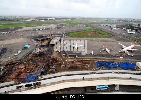 aerial view of chhatrapati shivaji international airport ; Sahar ; Bombay Mumbai ; Maharashtra ; India Stock Photo