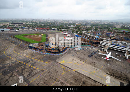 aerial view of chhatrapati shivaji international airport ; Sahar ; Bombay Mumbai ; Maharashtra ; India Stock Photo