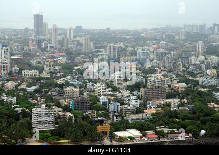 aerial view of prabhadevi skyline ; Bombay Mumbai ; Maharashtra ; India ...