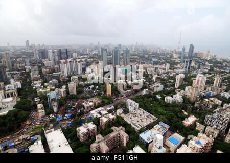 aerial view of prabhadevi skyline ; Bombay Mumbai ; Maharashtra ; India ...