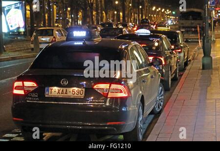 Taxis in in Brussels in Brussels, Jan. 08, 2016 Stock Photo