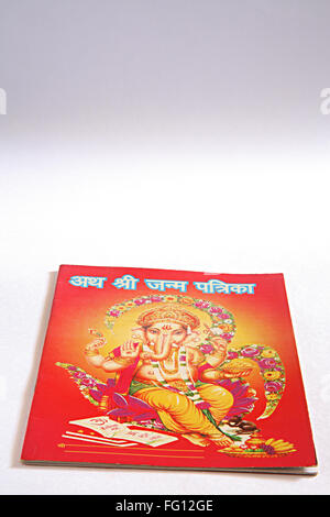 Concept , Hinduism janmpatri birth chart horoscope nativity on white background Stock Photo