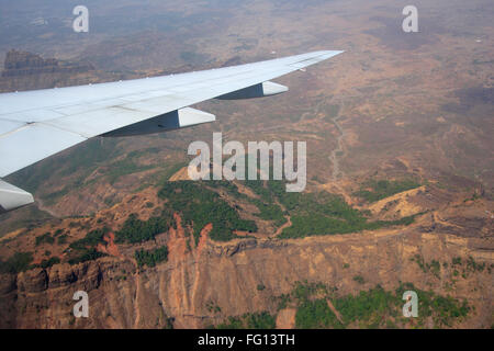 Images from aeroplane in flight before landing , Mumbai Bombay , Maharashtra , India Stock Photo