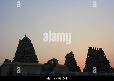 Sunset at temple kanchi kamakoti peetam sri kamakshi ambal , district Kanchipuram , state Tamil Nadu , India Stock Photo