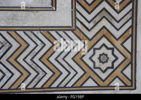 Marble inlay work of interlocking designs on wall of  Taj Mahal Seventh Wonders of World , Agra , Uttar Pradesh Stock Photo