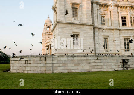 Victoria Memorial on lines of Taj Mahal in memory of Queen Victoria Topped with moving angel Statue Kolkata West Bengal Stock Photo