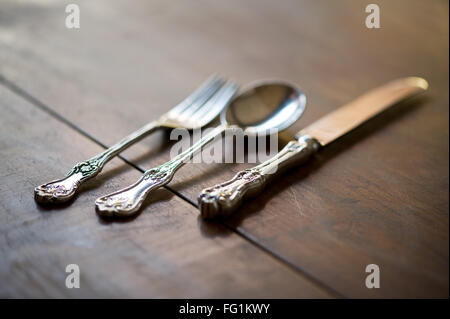 Silverware on table ; India Stock Photo