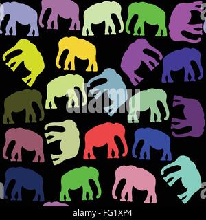 Bright elephants seamless pattern and seamless pattern in swatch menu, vector. Cute texture for design surface, apparel, dishes Stock Vector